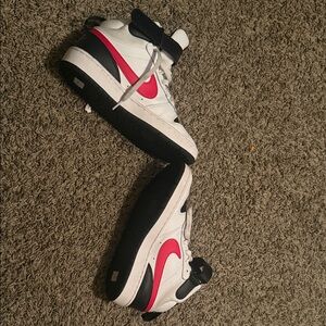 Nike White and Red High-Top Sneakers